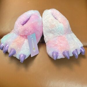 Kids Furry Claw Slippers - Pink and Purple XS (9-10) NWT
